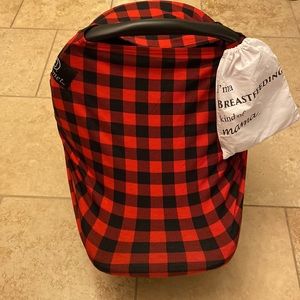 Jasemet Buffalo Check Red and Black Plaid Nursing Cover/Car Seat Cover Like New